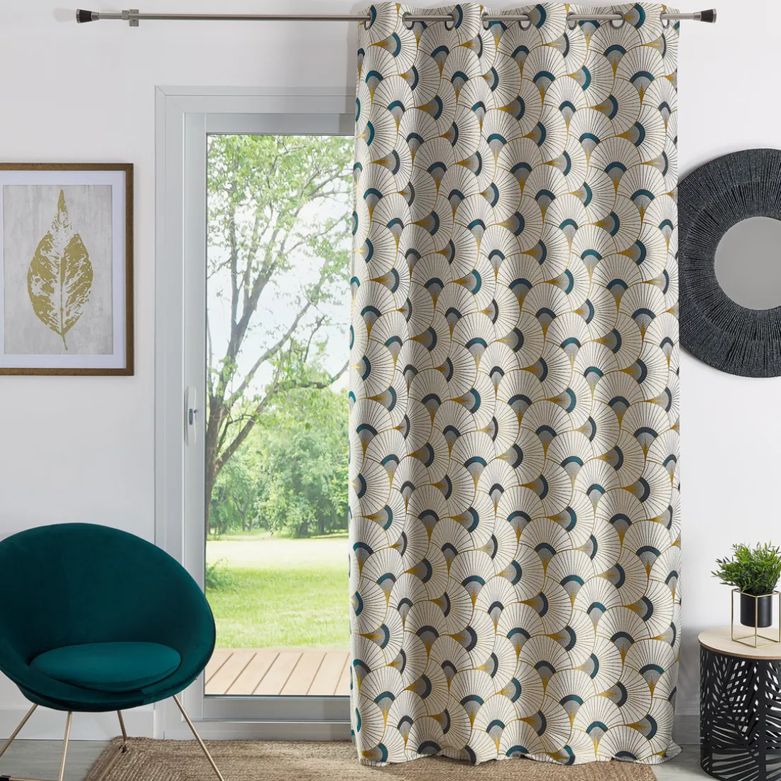 Rideau ameublement jacquard 140x260 CLUBY - ocre