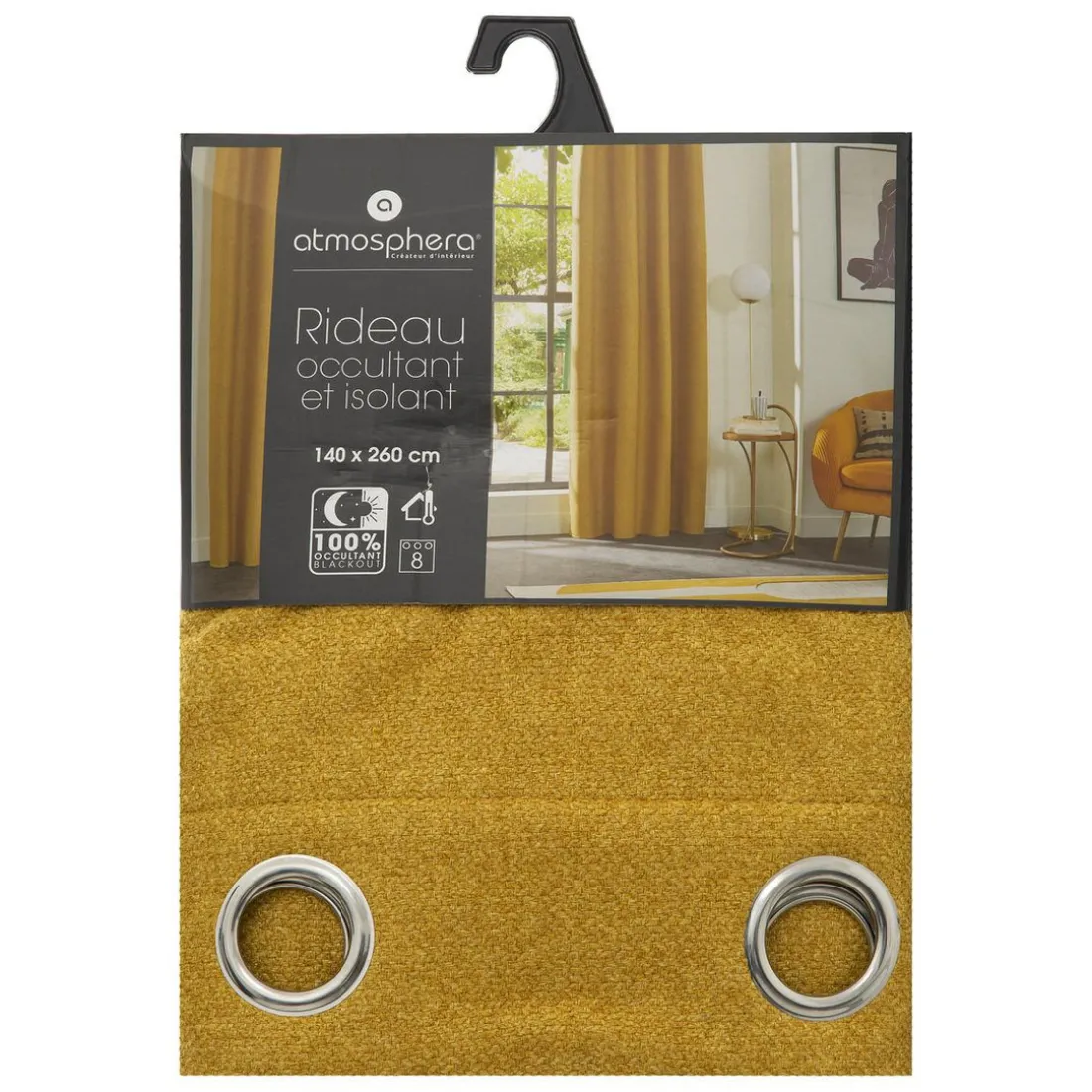 Rideau occultant et isolant thermique 140x260cm - ocre