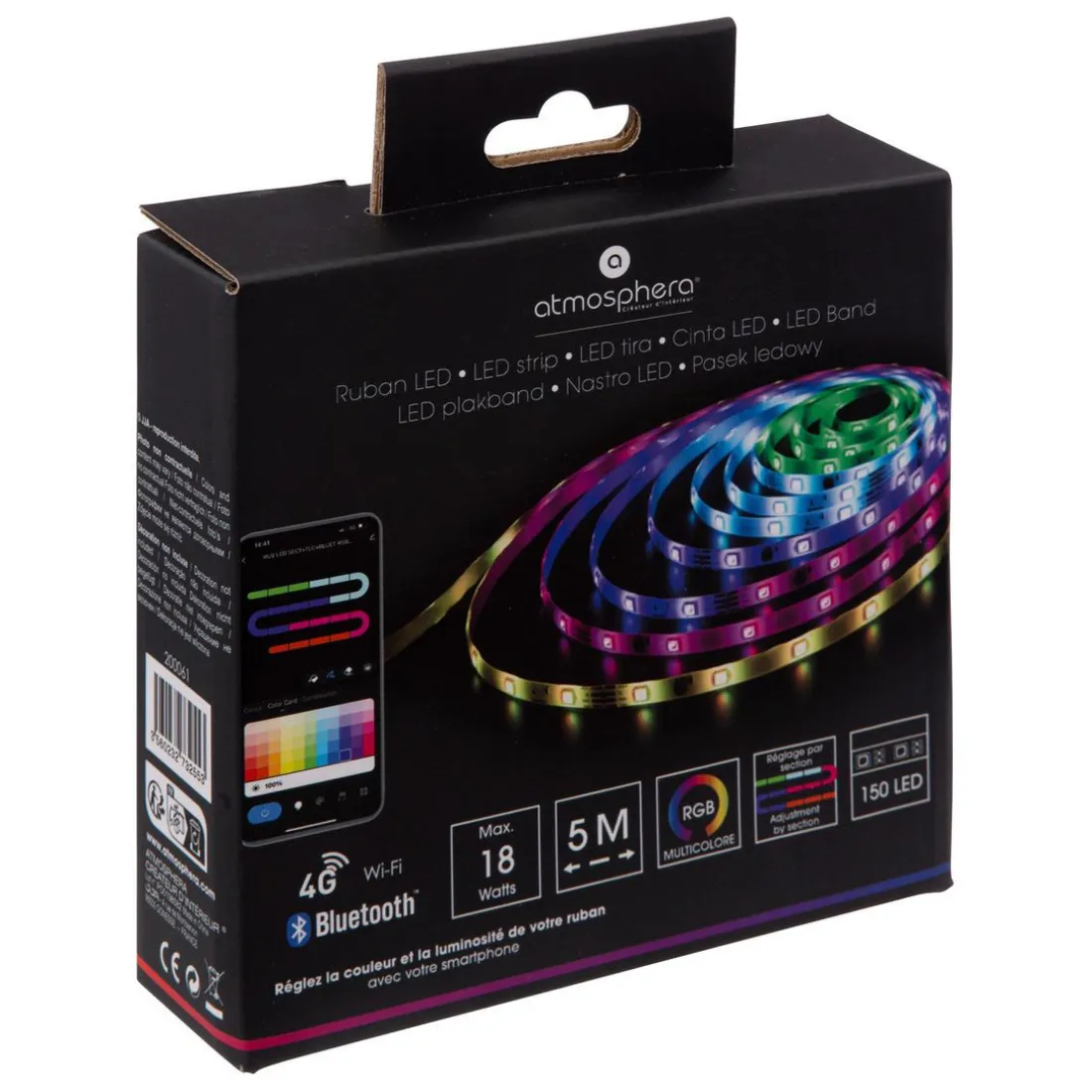 Ruban Led avec secteur+Bluet RGB L500cm Multicolore