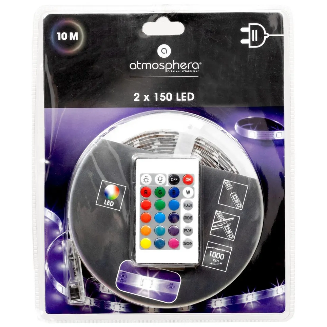 Ruban LED secteur avec télécommande RGB L1000