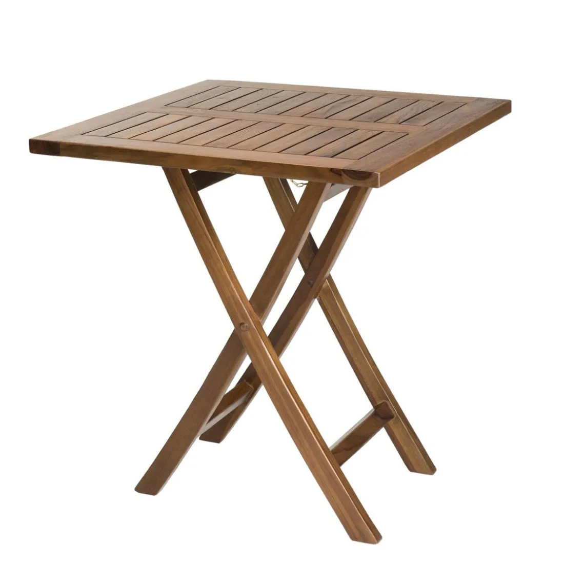 Salon de jardin HANNA en bois teck huilé 2 personnes - ensemble de jardin : 1 table carrée pliante 70 x 70 cm et 2 chaises