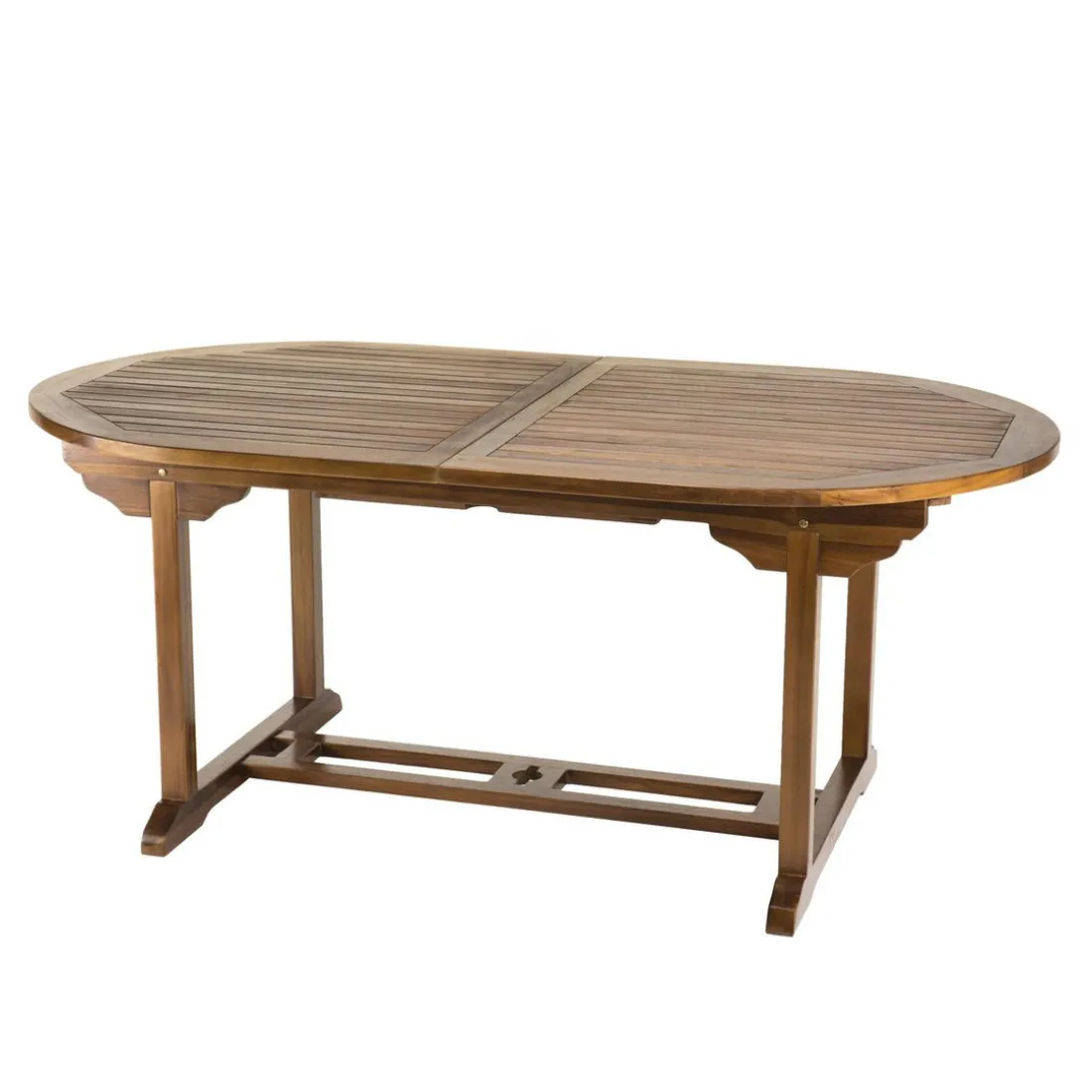 Salon de jardin HANNA en bois teck huilé 8/10 personnes - ensemble de jardin : 1 table ovale extensible 180/240*100 cm et 6 fauteuils empilables