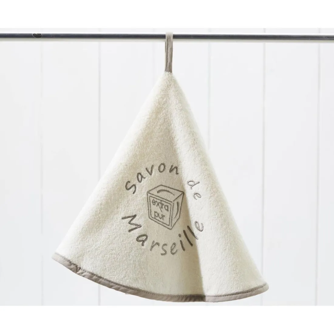 Serviette essuie mains ronde 70cm en coton MARSEILLE écru