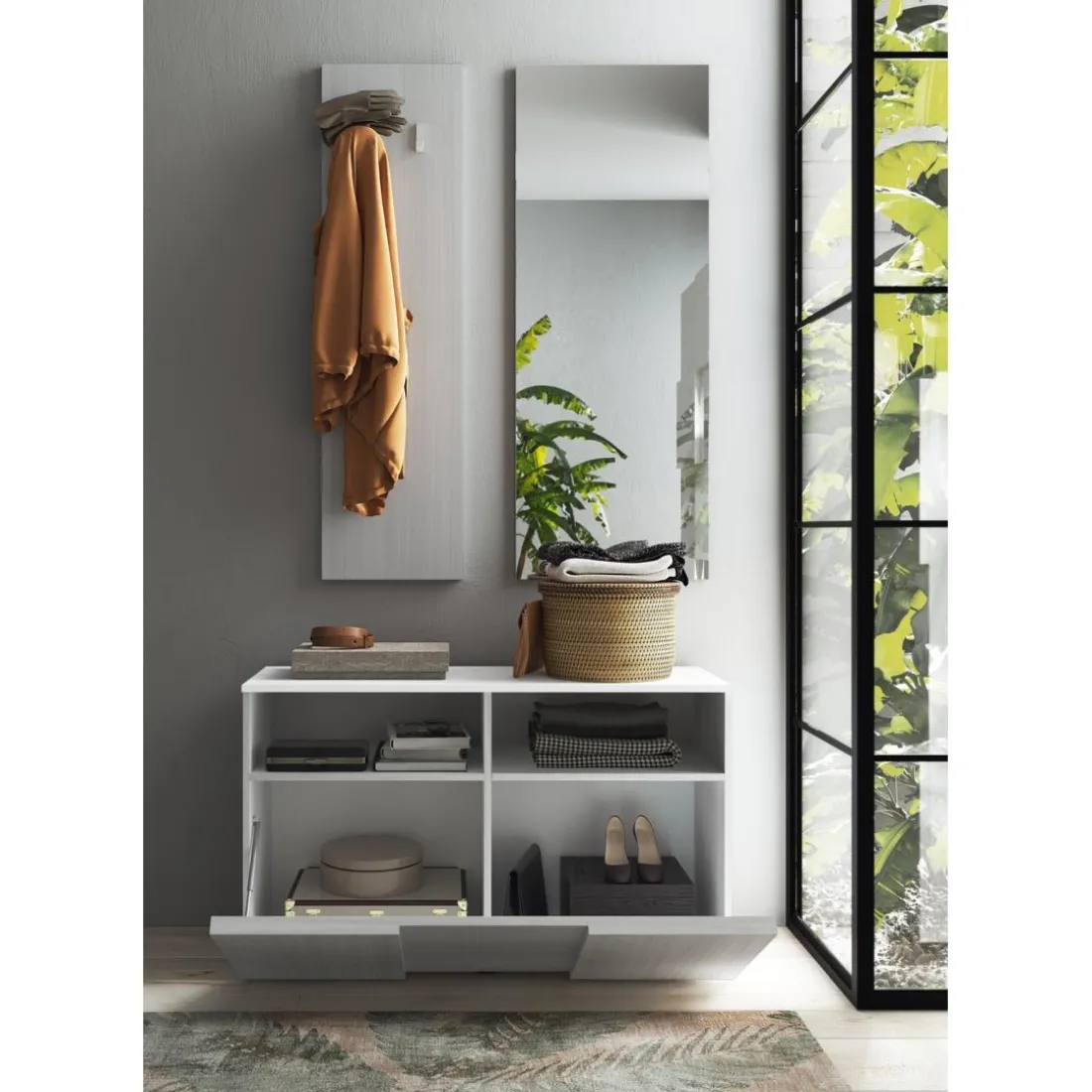 Set 3 pieces meuble d'entrée blanc