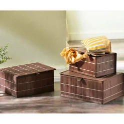 Set de 3 Boîtes en Bambou NIONO Marron