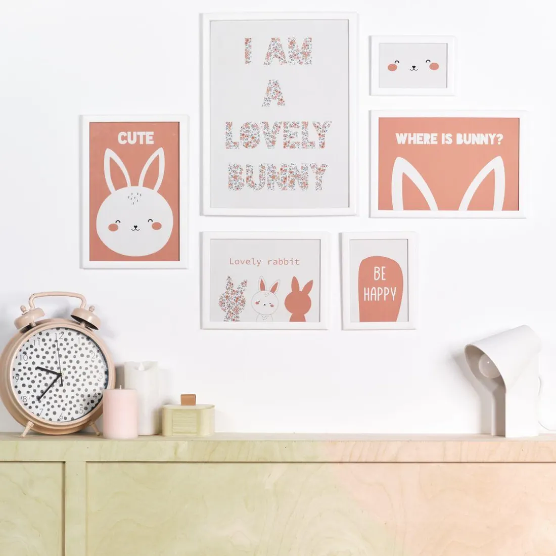 Set de 6 Cadres Blancs - Lapin