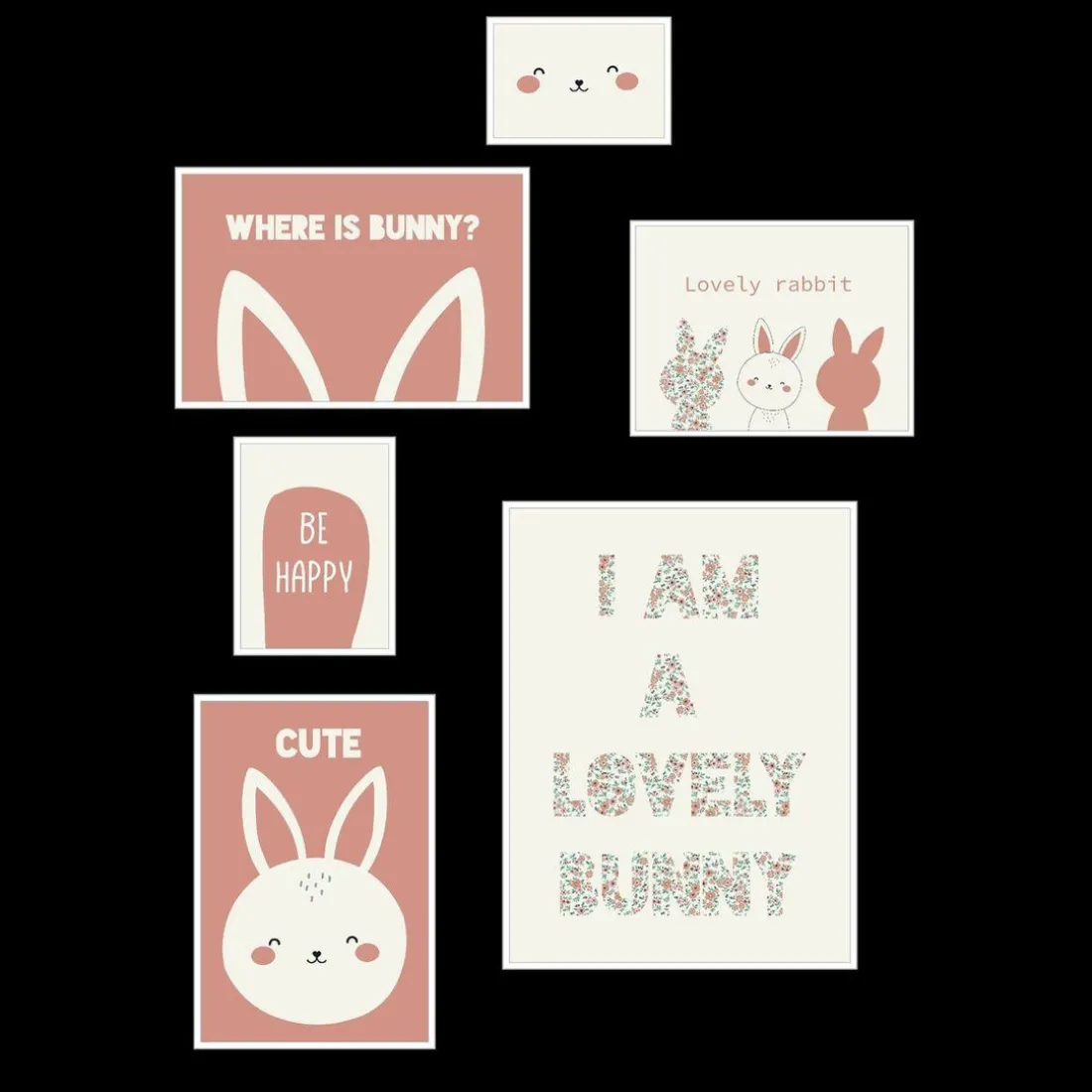 Set de 6 Cadres Blancs - Lapin