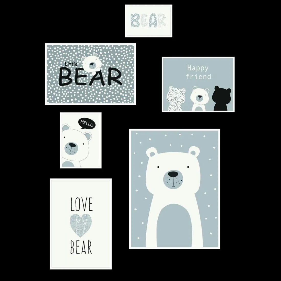 Set de 6 Cadres Blancs - Ours