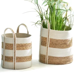 Set de 2 paniers en textile AGRA Bicolores