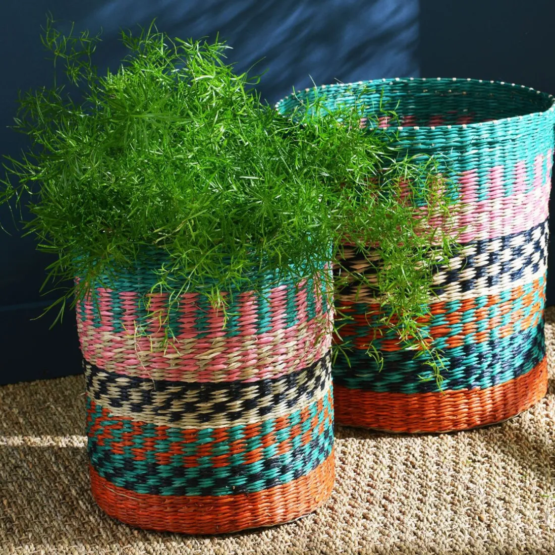 Set de 2 paniers rayés KOW multicolores