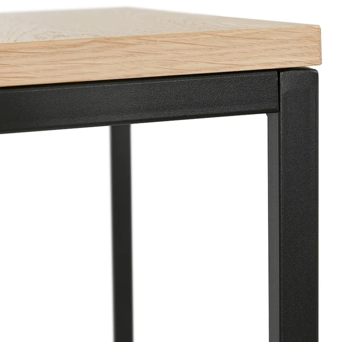 Set de 2 tables gigognes emboîtables style industriel 'MOMA' en bois finition naturelle et métal noir
