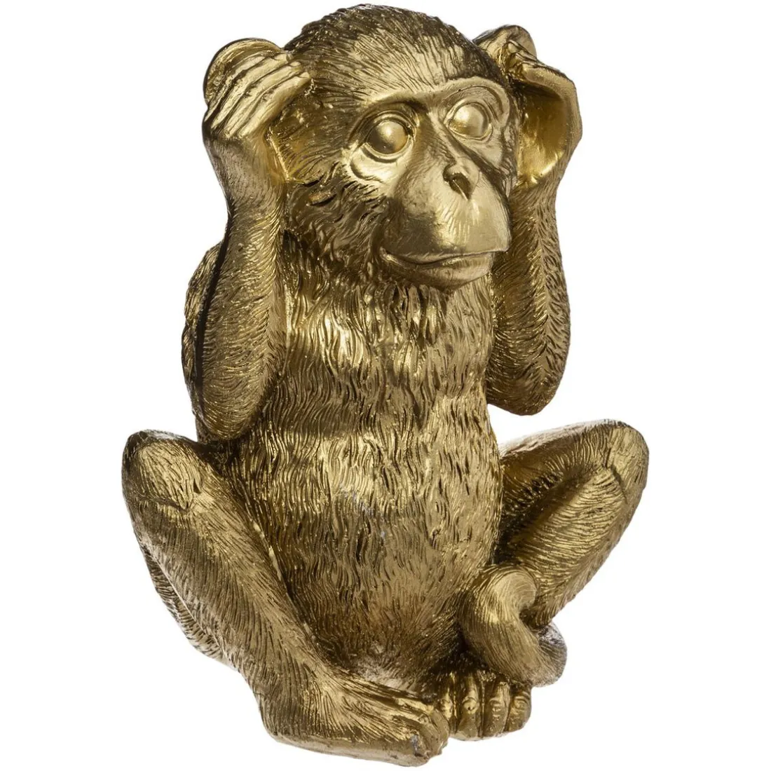 Singes Sagesse Résine Doré H. 17 cm