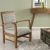 Sofa en teck et coton imprimé hexagones Scandi