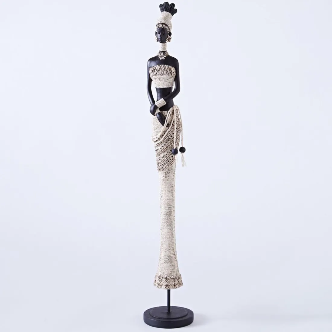 Statuette Africaine mains croisées en Résine HASNA Blanc