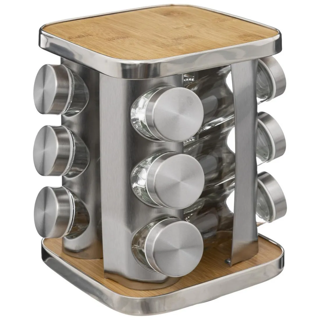 Support à épices x12 rotatif inox bambou