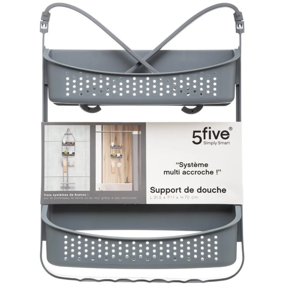 Support Douche Souple 2 Pièces Gris