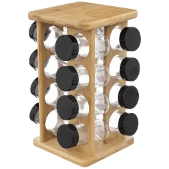 Support rotatif 16 pots à épices bambou