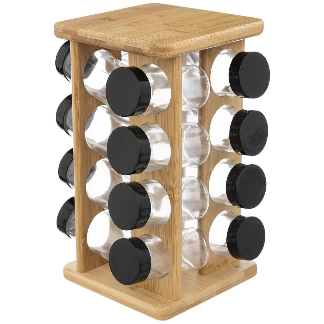 Support rotatif 16 pots à épices bambou