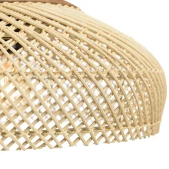 Suspension en rotin couleur naturelle et teck recyclé SIXTINE