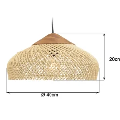 Suspension en rotin couleur naturelle et teck recyclé SIXTINE