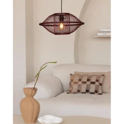 Suspension Maui bambou abat-jour bordeaux