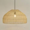Suspension ronde 'CANUL' en rotin tressé naturel