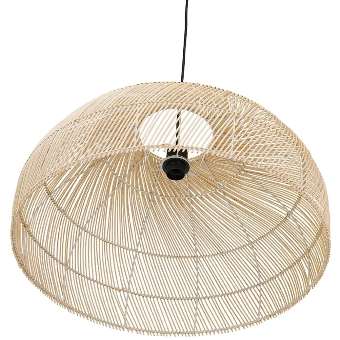 Suspension ronde 'CANUL' en rotin tressé naturel