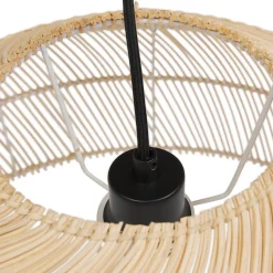 Suspension ronde 'CANUL' en rotin tressé naturel