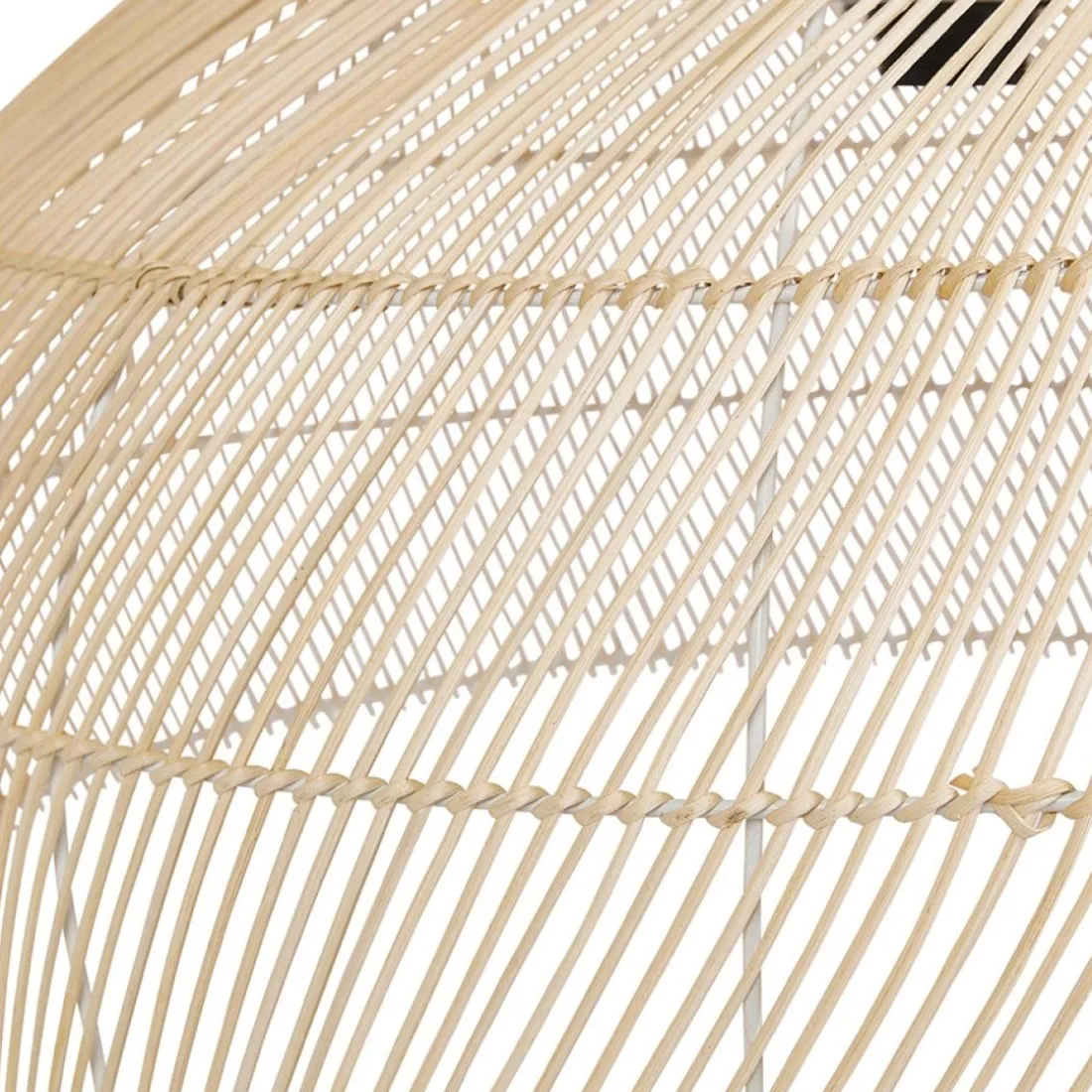 Suspension ronde 'CANUL' en rotin tressé naturel