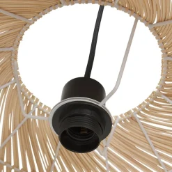 Suspension ronde 'CANUL' en rotin tressé naturel