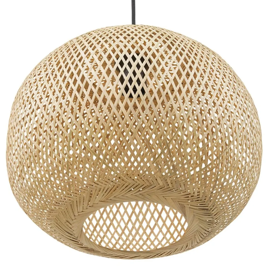 Suspension ronde 'CASIMIRA MINI' en bambou naturel