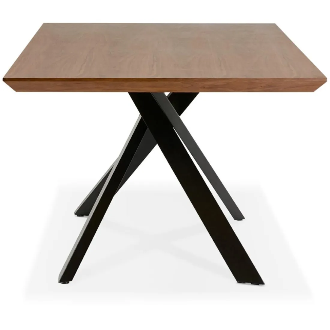 Table à diner avec pied central en x 'WALABY' en bois finition Noyer
