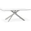 Table à diner 'MARKINA' en céramique blanche avec pied central en métal
