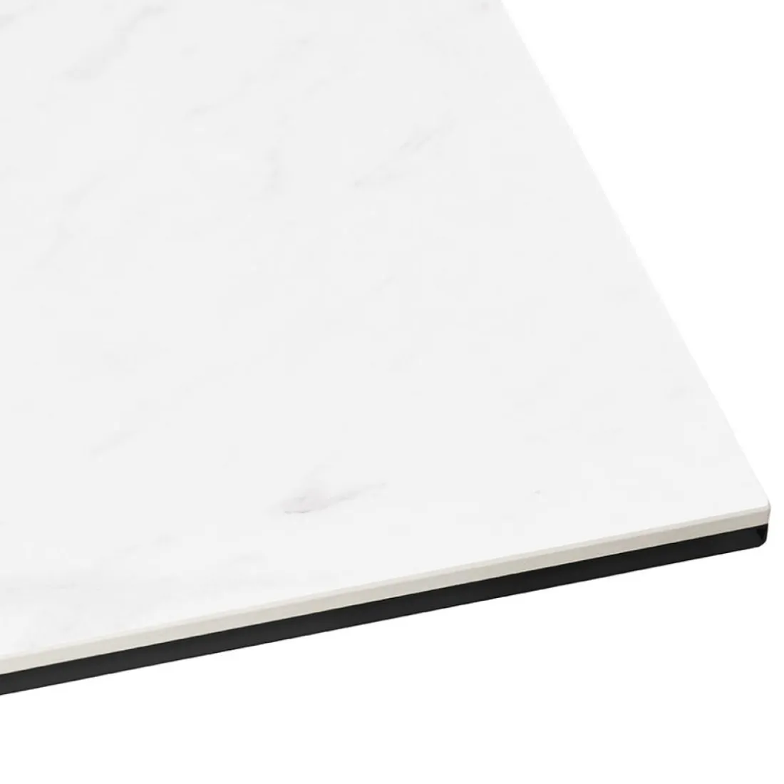 Table à diner 'MARKINA' en céramique blanche avec pied central en x noir
