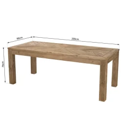 Table À Manger ANDRIAN Bois Pin Recyclé 200 X 90 Cm