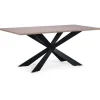 Table à Manger Beige avec Piétement Croisé en Fer Noir LUKE