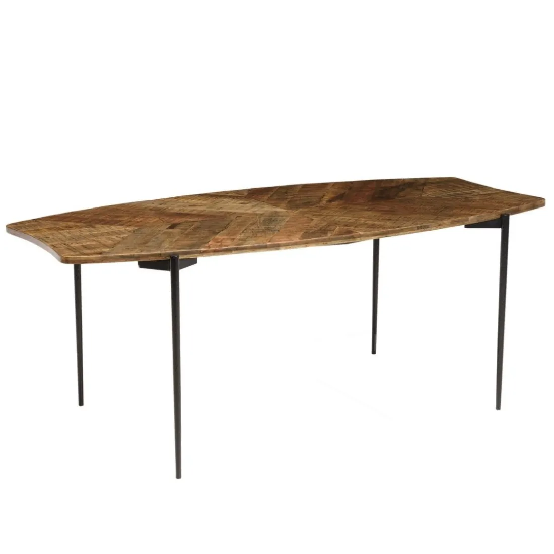 Table à manger bords concaves en bois et pieds métal KIARA