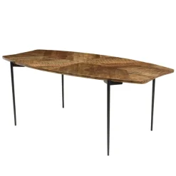 Table à manger bords concaves en bois et pieds métal KIARA