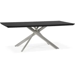 Table à manger design 'WALABY' en bois noir avec pied central en métal