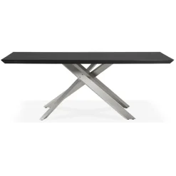 Table à manger design 'WALABY' en bois noir avec pied central en métal