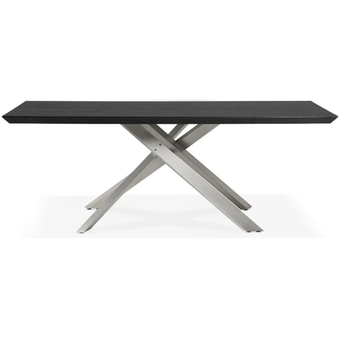 Table à manger design 'WALABY' en bois noir avec pied central en métal