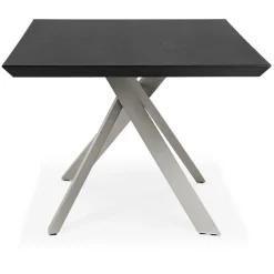 Table à manger design 'WALABY' en bois noir avec pied central en métal