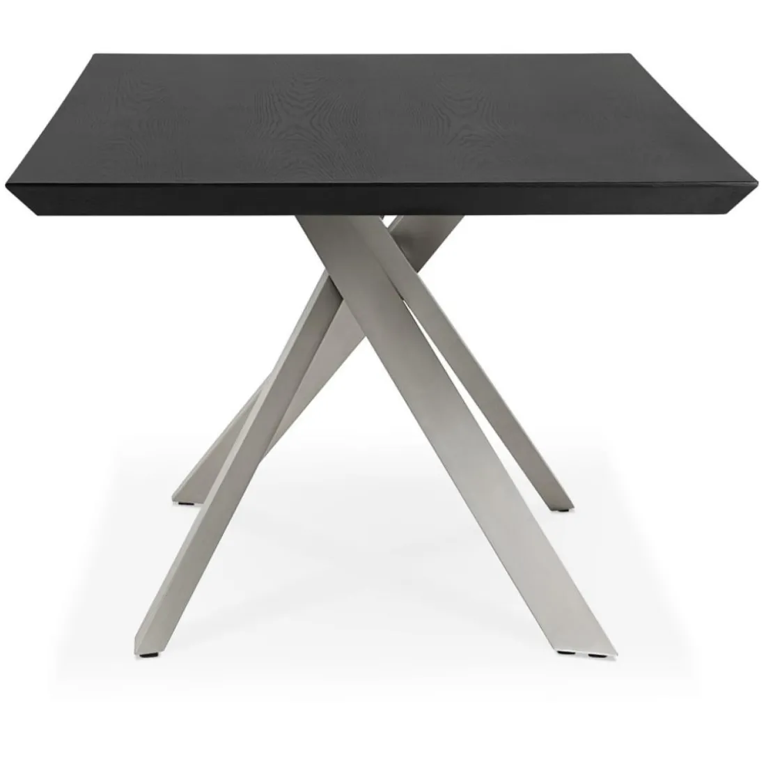 Table à manger design 'WALABY' en bois noir avec pied central en métal