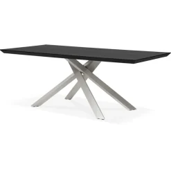 Table à manger design 'WALABY' en bois noir avec pied central en métal
