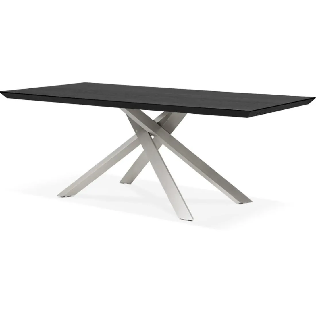 Table à manger design 'WALABY' en bois noir avec pied central en métal