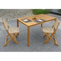 Table à manger intérieur extérieur 6 personnes en acacia Marron