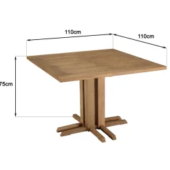 Table à manger jardin carrée teck recyclé KALLY