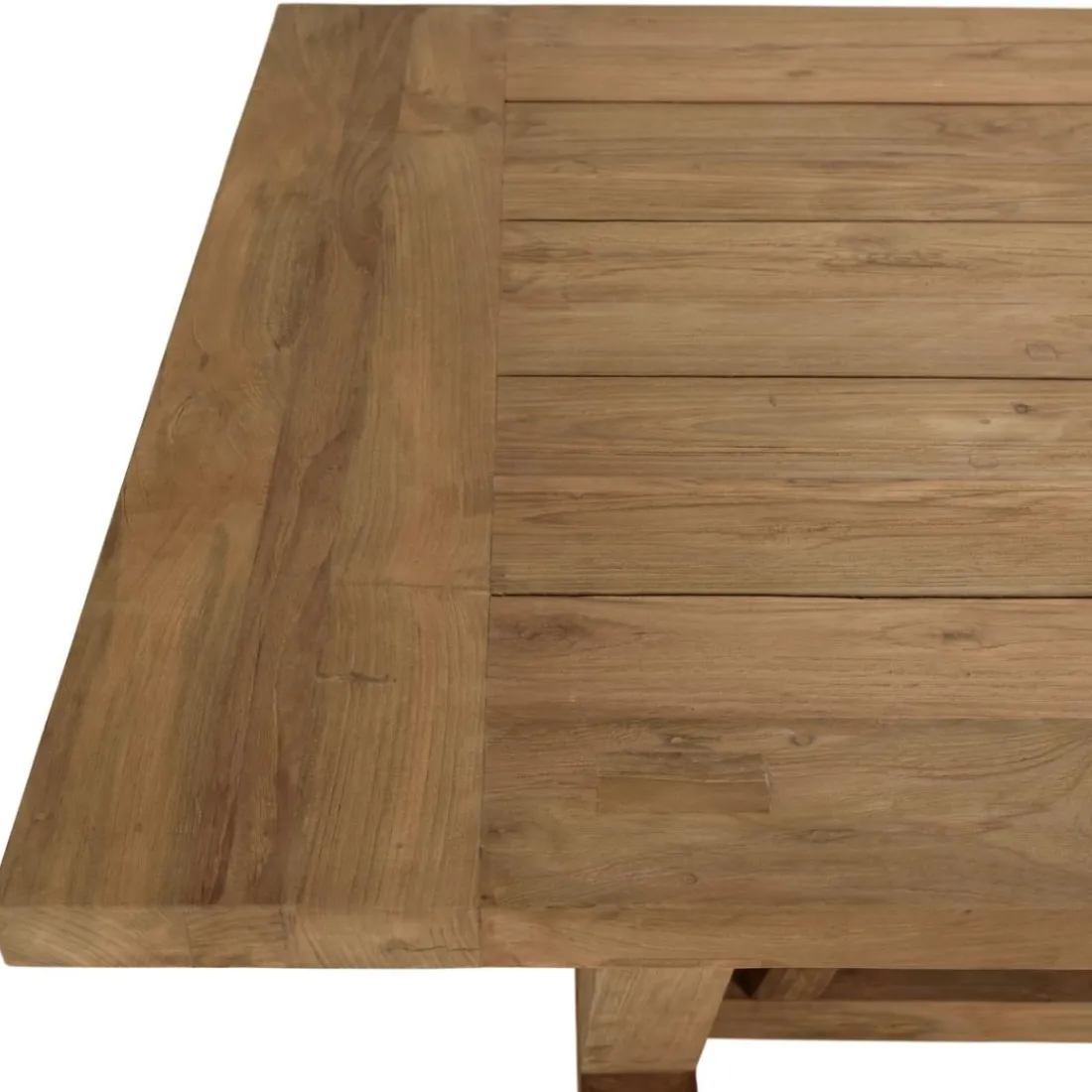 Table à manger jardin teck recyclé pieds en V inversé KALLY