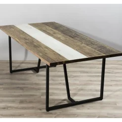 Table À Manger LEANDRE Bois Et Pieds En Métal 200 X 100 Cm
