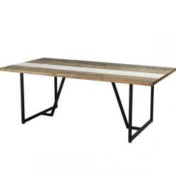 Table À Manger LEANDRE Bois Et Pieds En Métal 200 X 100 Cm